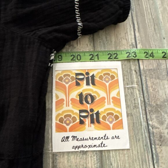 Old Navy Womens Boho Black Maxi Peasant Dress Sz L Dark Cottagecore Prairie - Picture 12 of 16